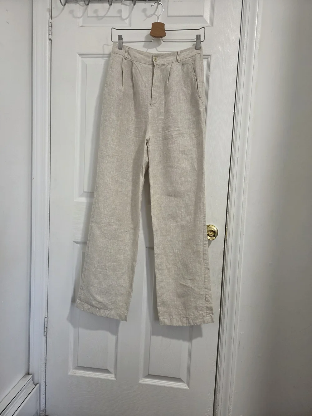 Reformation High-Rise Wide Leg Linen Pants - Cream